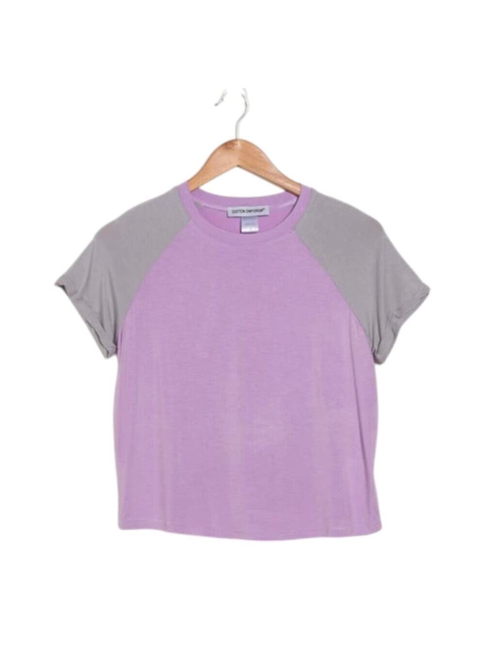 Cotton Emporium Colorblock Baseball T-shirt In Lavender Gray Size Small NWOT
